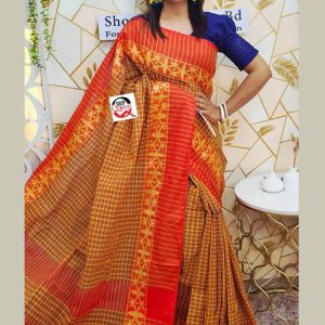 গ্রামীণ চেক তাঁত কটন শাড়ি - Image 5
