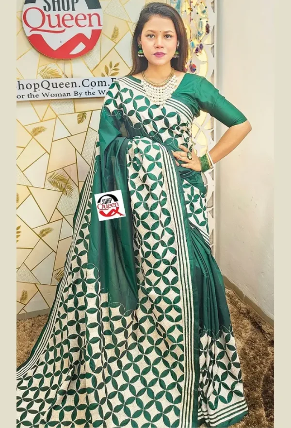 ব্লেন্ডেড সিল্ক সুতোর হাতের কাজের শাড়ি