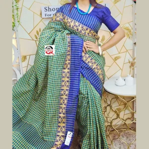 গ্রামীণ চেক তাঁত কটন শাড়ি - Image 1