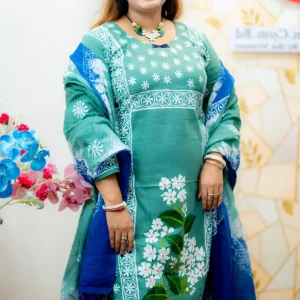 পিওর কটন অরবিট ভয়েল আনস্টিচড শিউলি থ্রিপিস - Image 6