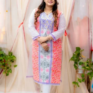 অরবিট ভয়েল কাঠব্লক কুর্তি - Image 1