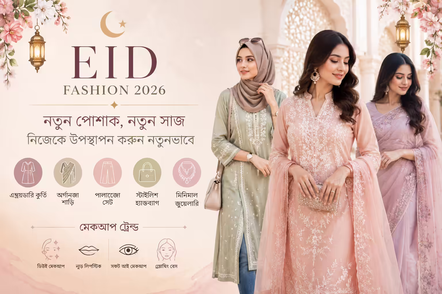 ঈদ ফ্যাশন ২০২৬: নারীদের জন্য ট্রেন্ডিং ড্রেস ও স্টাইল গাইড
