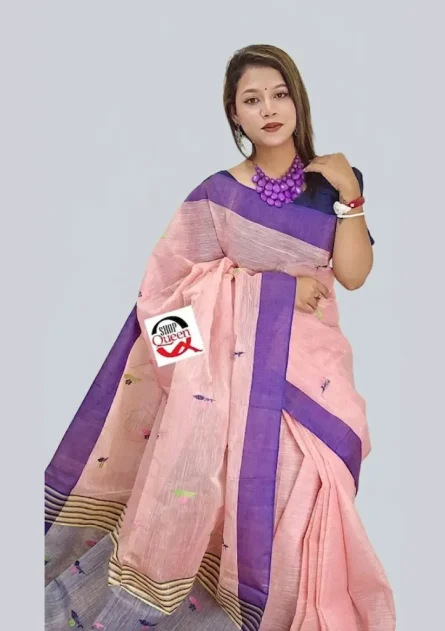 হাই কোয়ালিটি হ্যান্ডলুম তাঁত কটন শাড়ি (৮০ কাউন্ট সুতায় হাতে বুননে শাড়ি) - Image 5